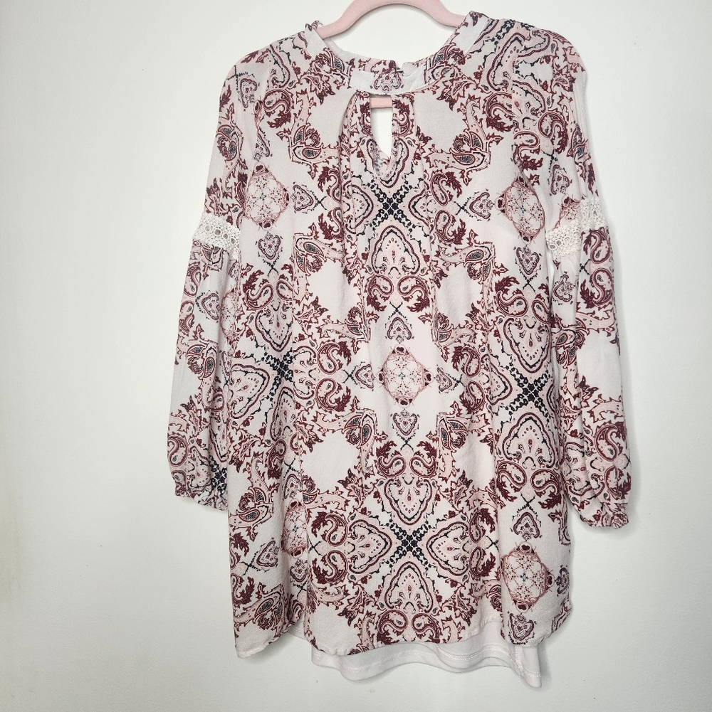 Hint Of‎ Mint Boutique Bohemian Mini Dress Long Sleeve Size Small